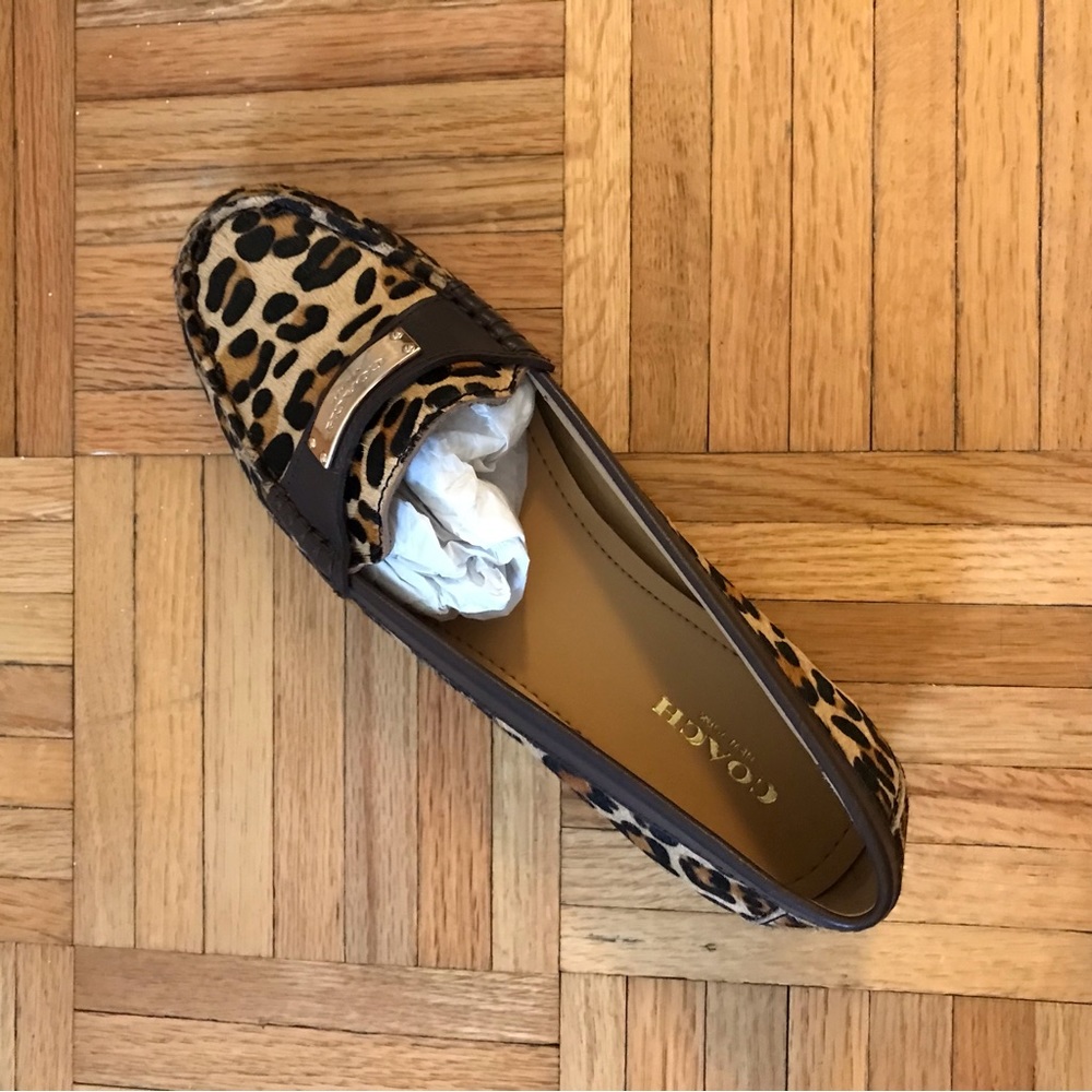 Coach Leopard Print Calf Hair Loafers in Brown and Black - Picture 8 of 16